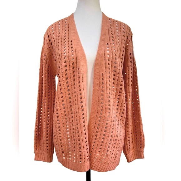 Papa Vancouver Women's Open Knit Sweater In Dusty Rose - Size Medium